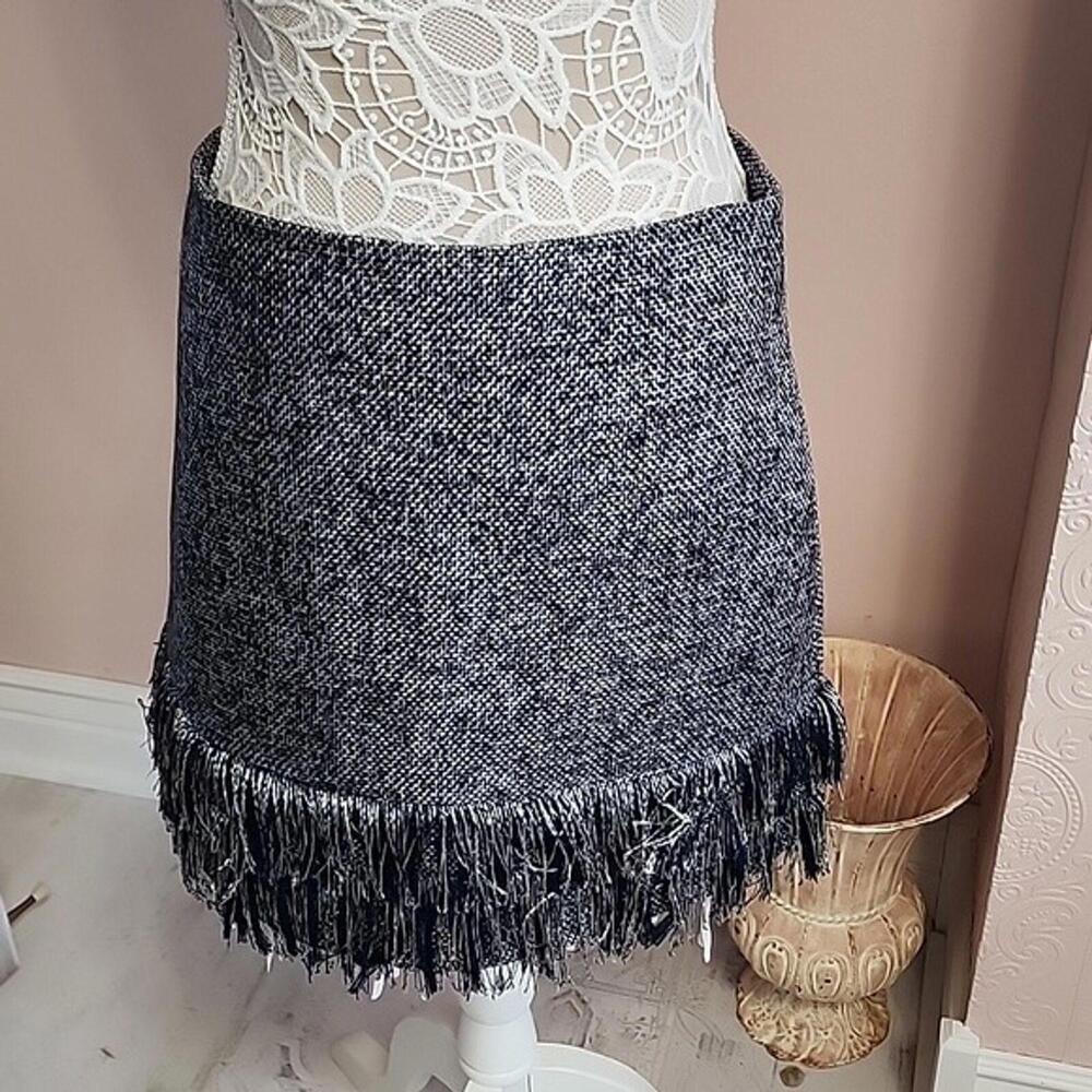 NWT STS Sail to Sable Metallic Mercer Navy suit skirt set fringe blaze 4 S T13 - Picture 3 of 12
